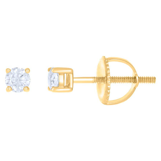 10Kt Gold Earrings 3Mm With Moissanite Ctw 0.20