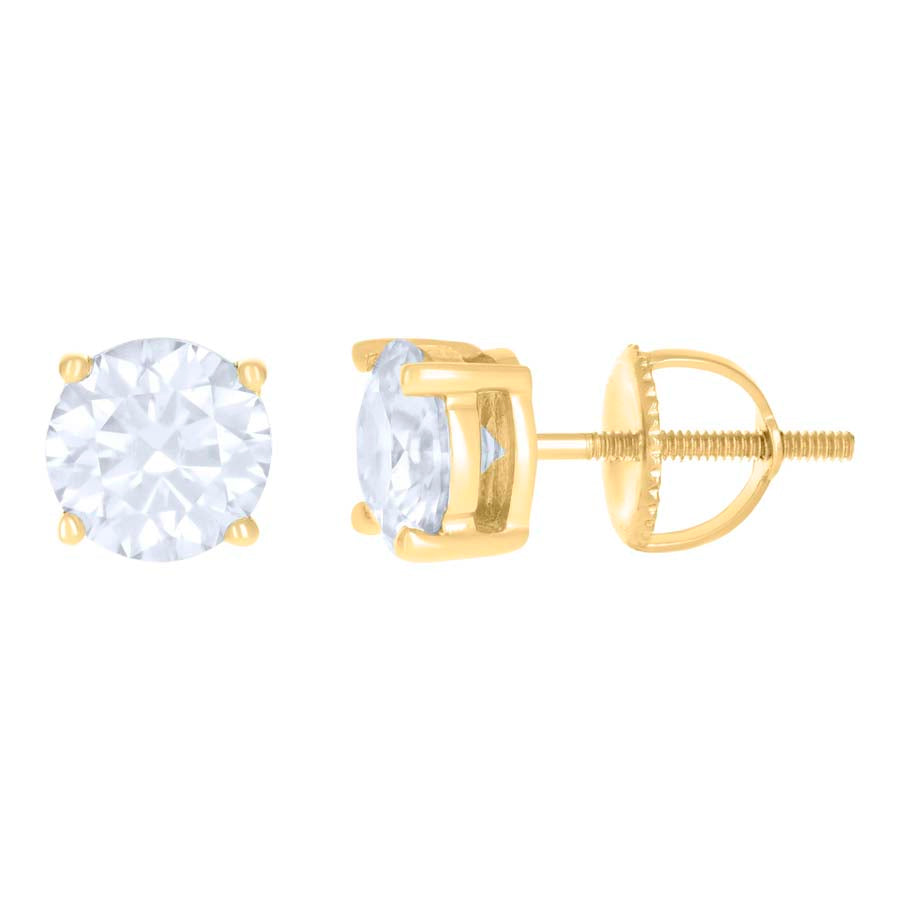 10Kt Gold Earrings 6Mm With Moissanite Ctw 1.60