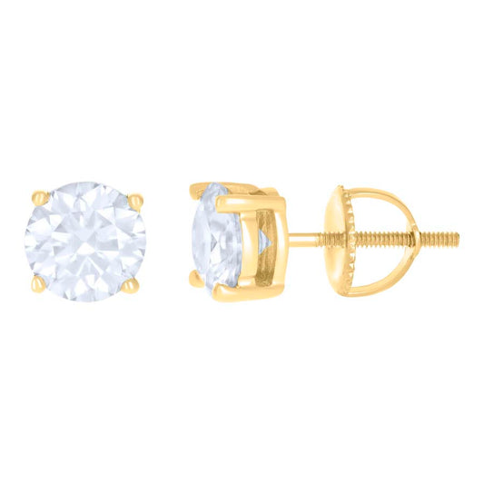 10Kt Gold Earrings 6Mm With Moissanite Ctw 1.60