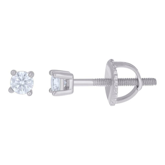 14Kt White Gold 3mm Earrings Moissanite