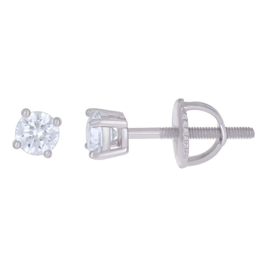 14Kt White Gold 4mm Earrings Moissanite