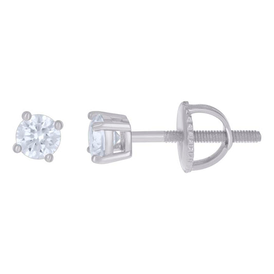 14Kt White Gold 4mm Earrings Moissanite