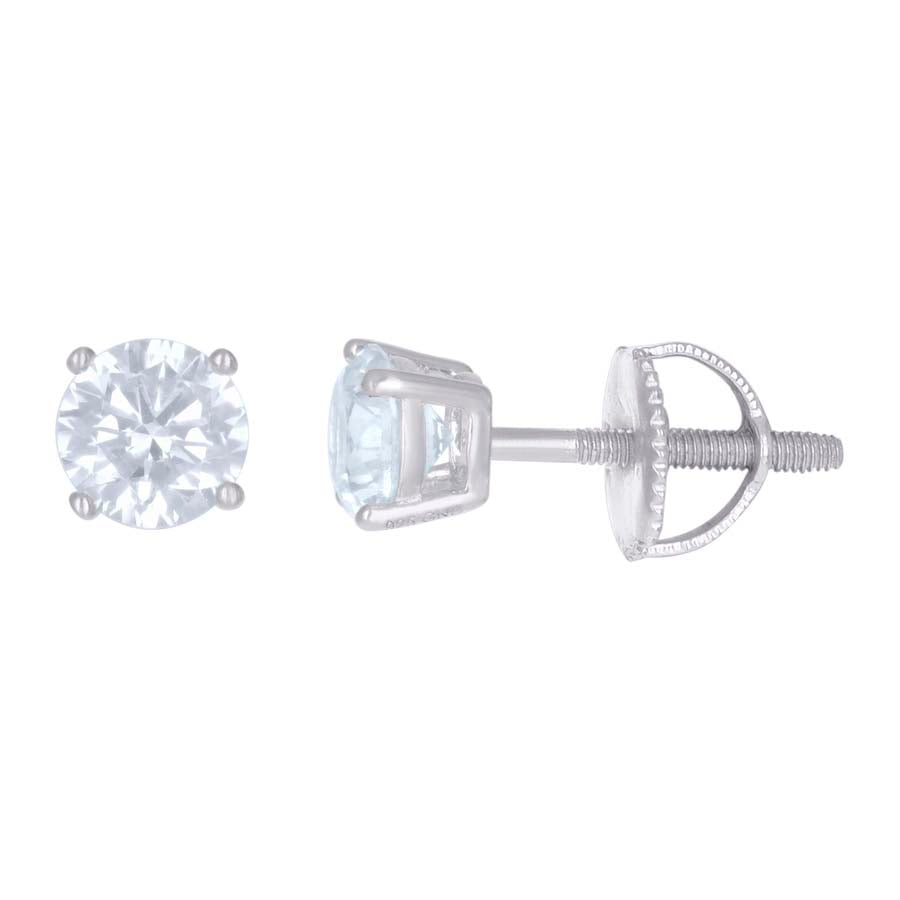14Kt White Gold 5mm Earrings Moissanite
