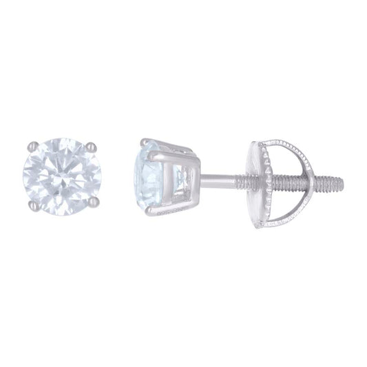 14Kt White Gold 5mm Earrings Moissanite