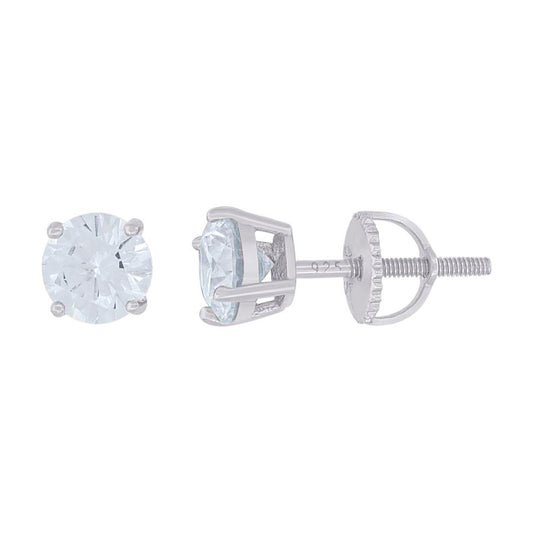 14Kt White Gold 6mm Earrings Moissanite