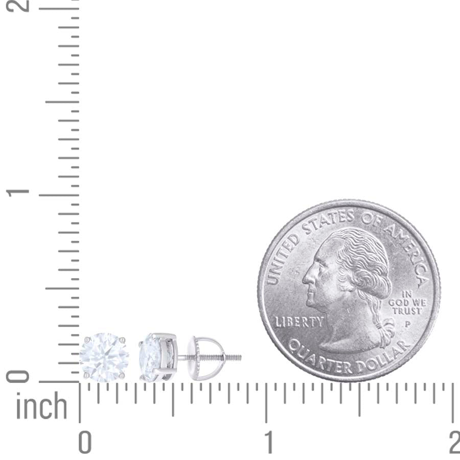 14Kt White Gold 7mm Earrings Moissanite