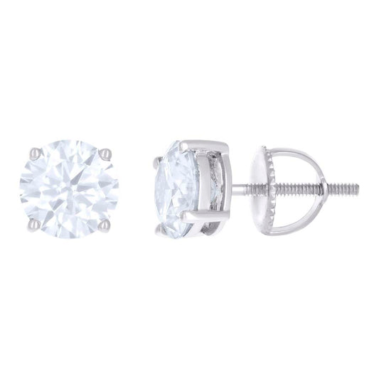 14Kt White Gold 7mm Earrings Moissanite