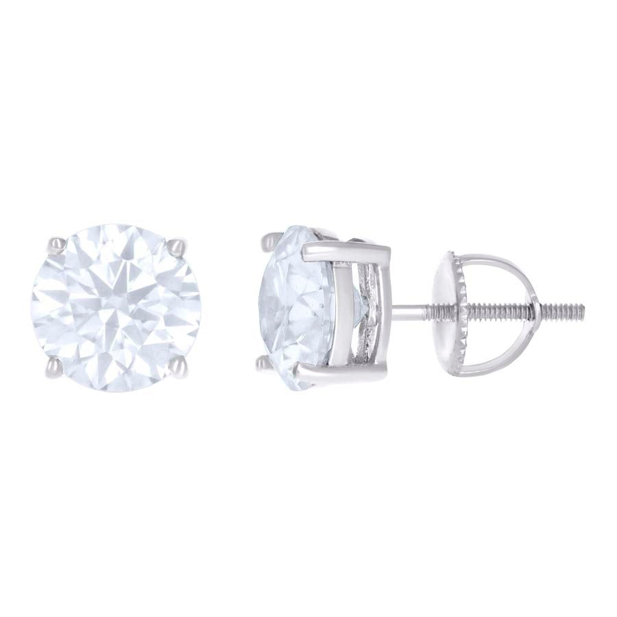 14Kt White Gold 8mm Earrings Moissanite