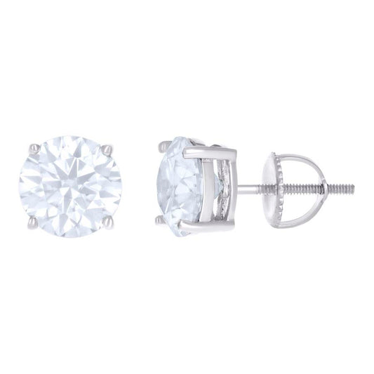 14Kt White Gold 8mm Earrings Moissanite
