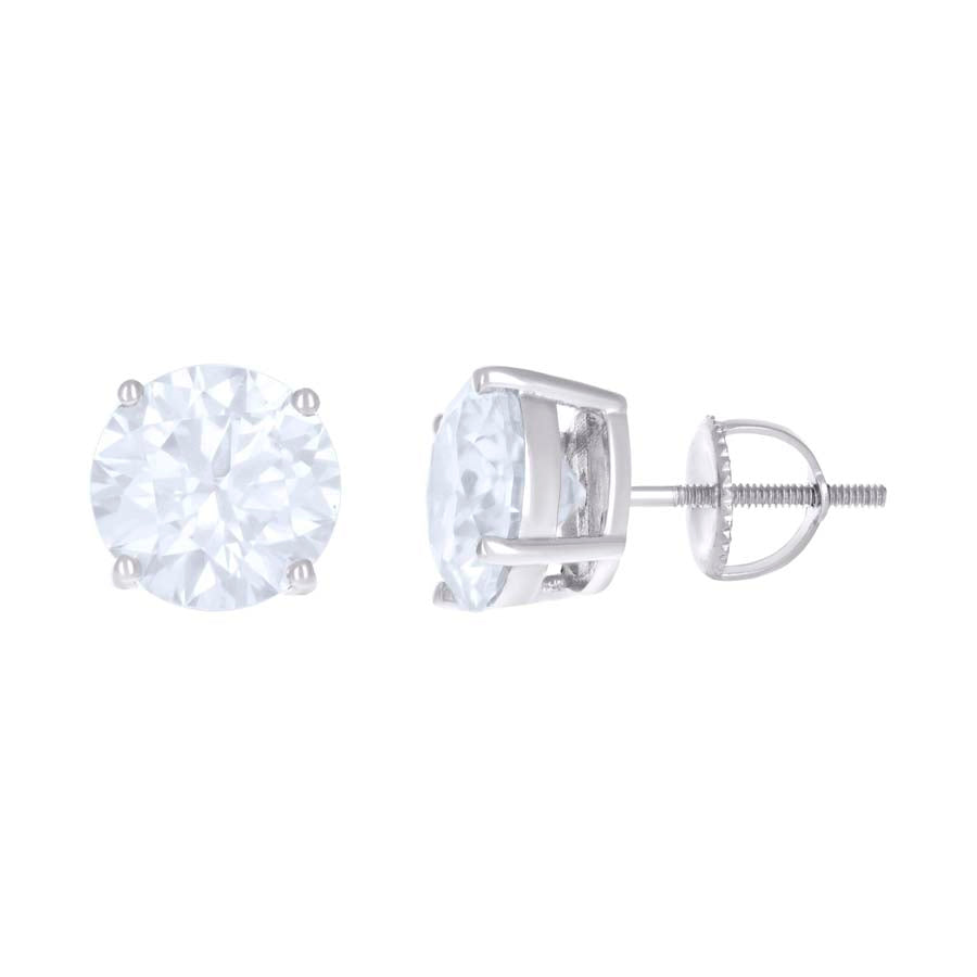 925 Silver 9mm Round Screwback Moissanite Ctw 5.2