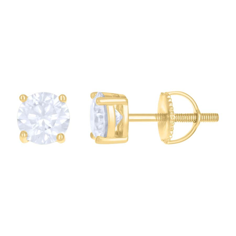 925 Silver 6mm Round Screwback Moissanite Ctw 1.6