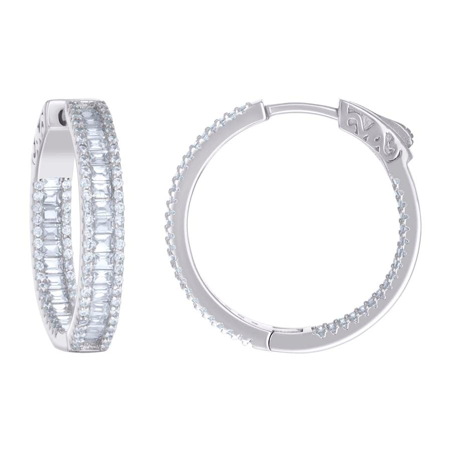925 Sterling Silver Cz Hoop Earrings 4-25mm-30mm