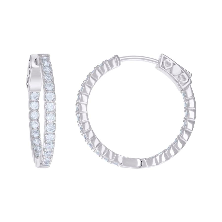 925 Sterling Silver Cz Hoop Earrings 2.0-25mm-45mm