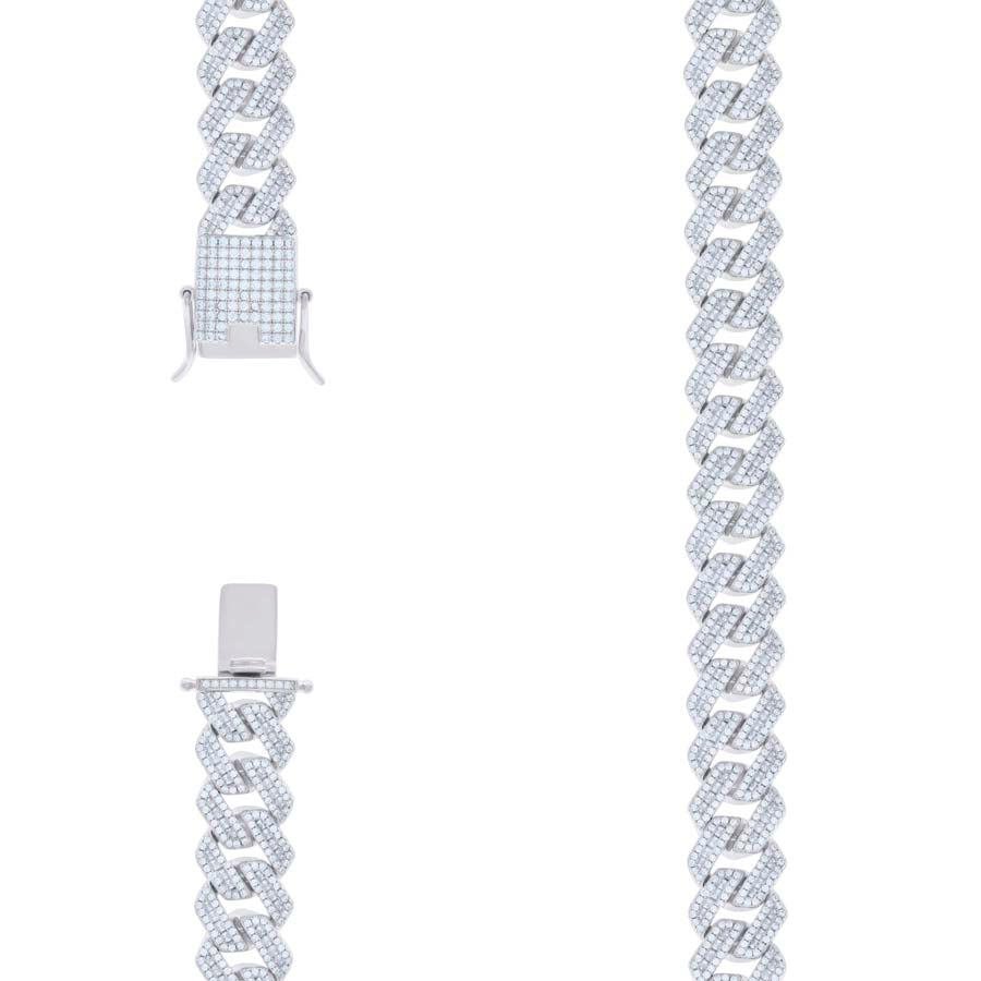925 Sterling Silver Cz Fancy Bracelet Chain 14mm-22