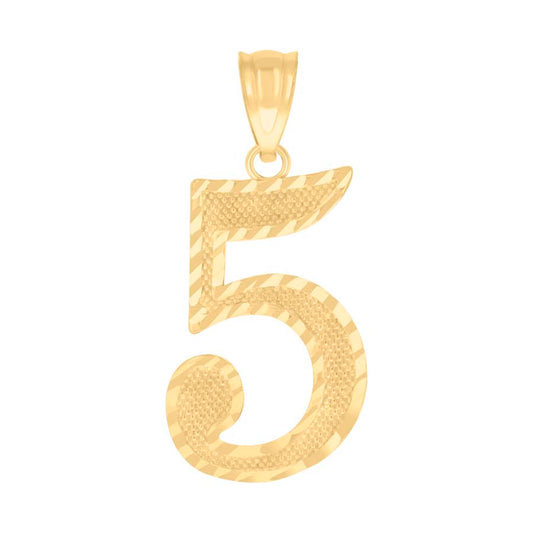 10Kt Gold Number "5" Pendant
