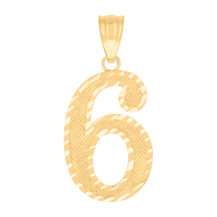 10Kt Gold Number "6" Pendant