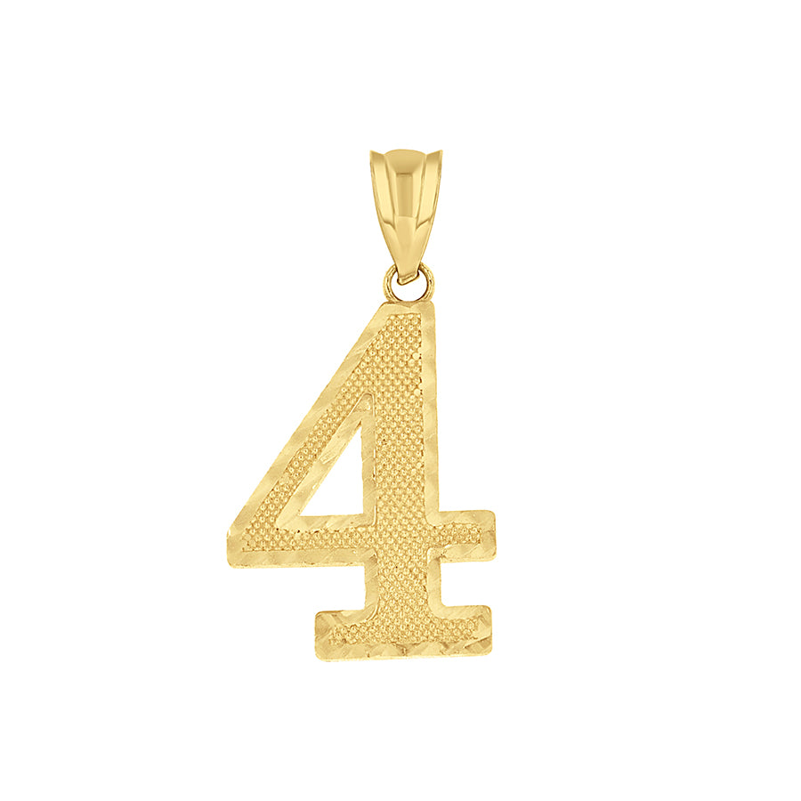 14Kt Gold Number "4" Pendant