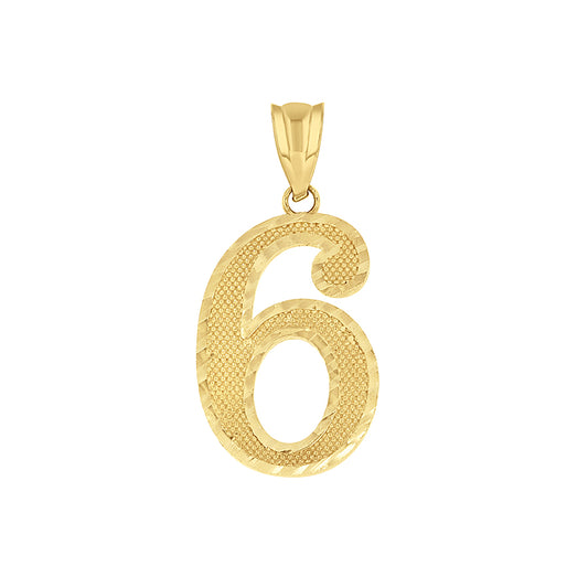 14Kt Gold Number "6" Pendant