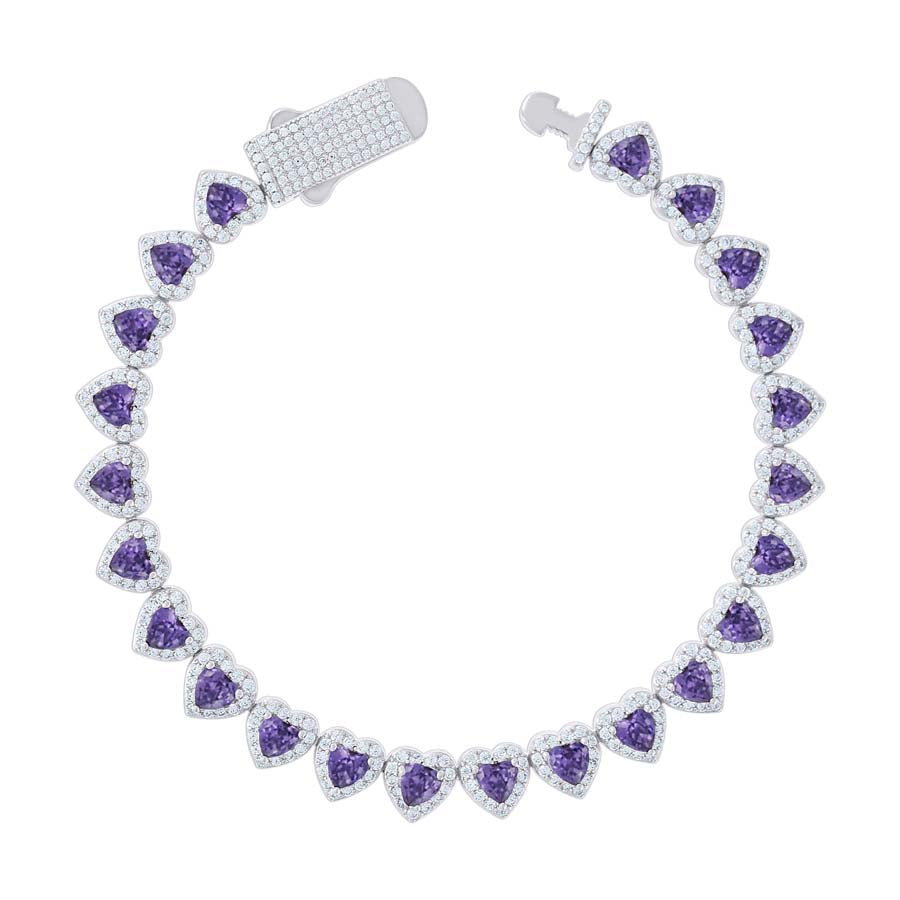 925 Sterling Silver Cz Bracelet 7"