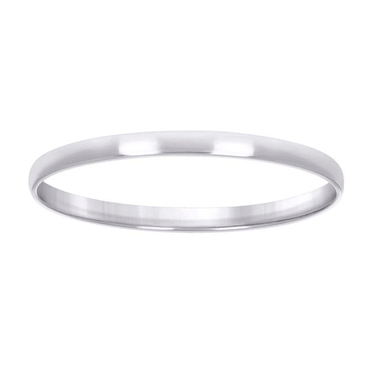 925 Silver Comfort Fit Band 2mm S5-S14 Rhodium Pla