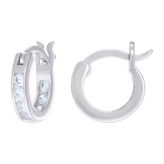 925 Sterling Silver Cz Inside-Out Hoop Earrings 3mm-12