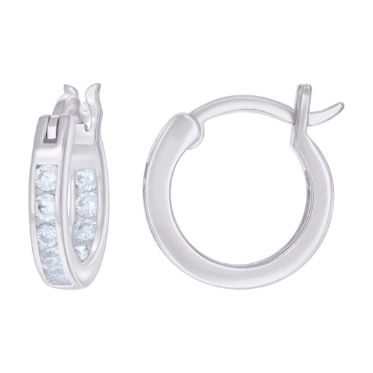 925 Sterling Silver Cz Inside-Out Hoop Earrings 3mm-14