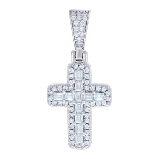 925 Silver Pendant Moissanite 0.30Ctw, Baguette 0.