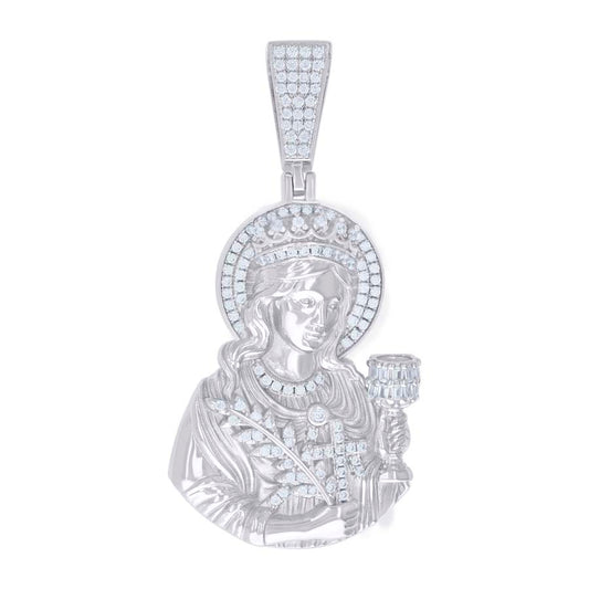 925 Silver Pendant Moissanite 0.69Ctw, Baguette 0.