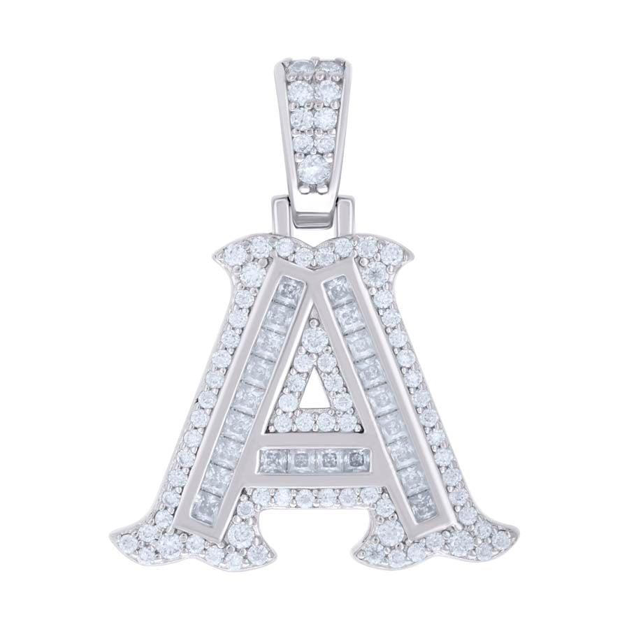 925 Silver Pendant "A" Moissanite 0.59Ct, Baguette