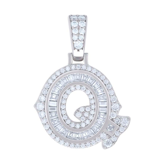 925 Silver Pendant "Q" Moissanite 0.67Ct, Baguette