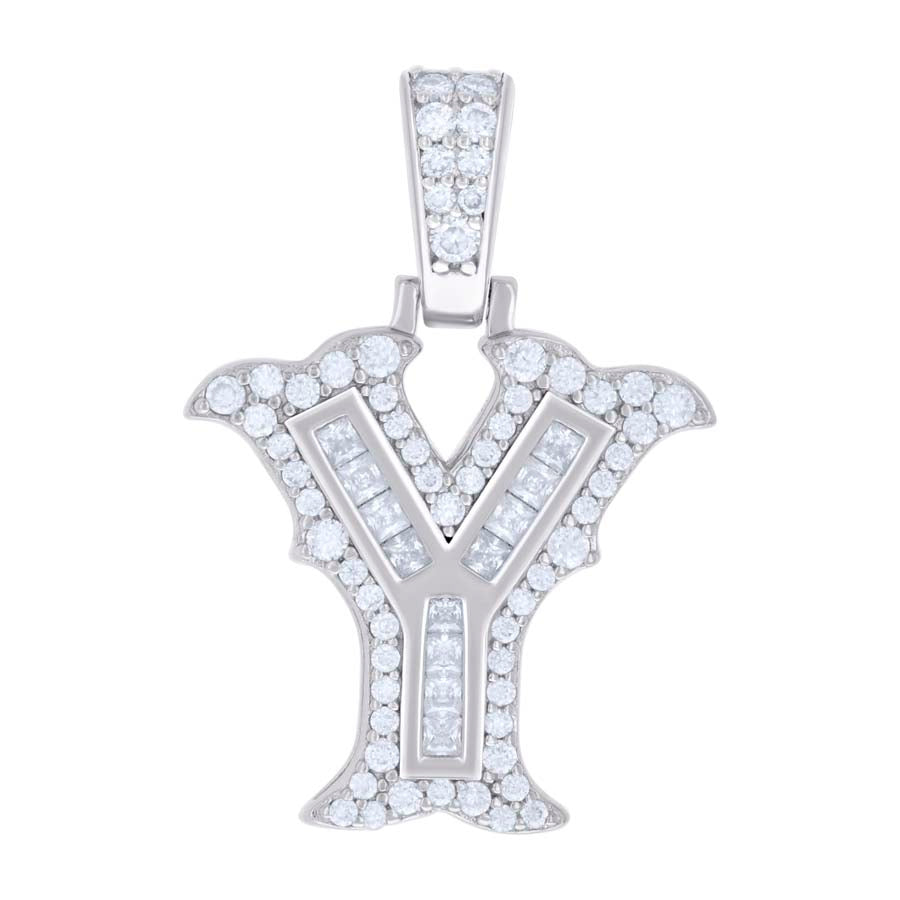 925 Silver Pendant "Y" Moissanite 0.53Ct, Baguette