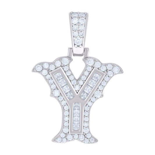 925 Silver Pendant "Y" Moissanite 0.53Ct, Baguette
