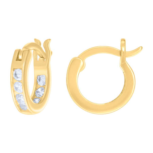 925 Sterling Silver Cz Inside-Out Hoop Earrings 3mm-12