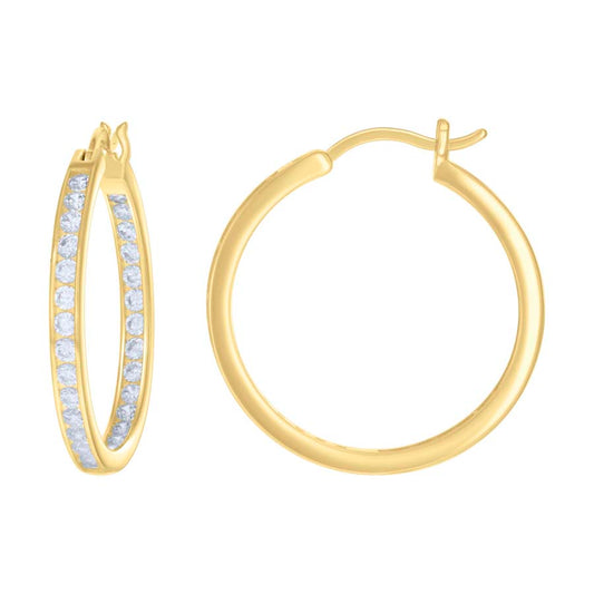 925 Sterling Silver Cz Inside-Out Hoop Earrings 3mm-28