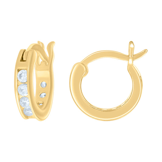 925 Sterling Silver Cz Hoop Earrings 3mm-12