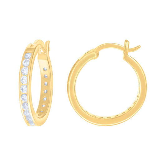 925 Sterling Silver Cz Hoop Earrings 3mm-20