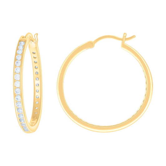 925 Sterling Silver Cz Hoop Earrings 3mm-30