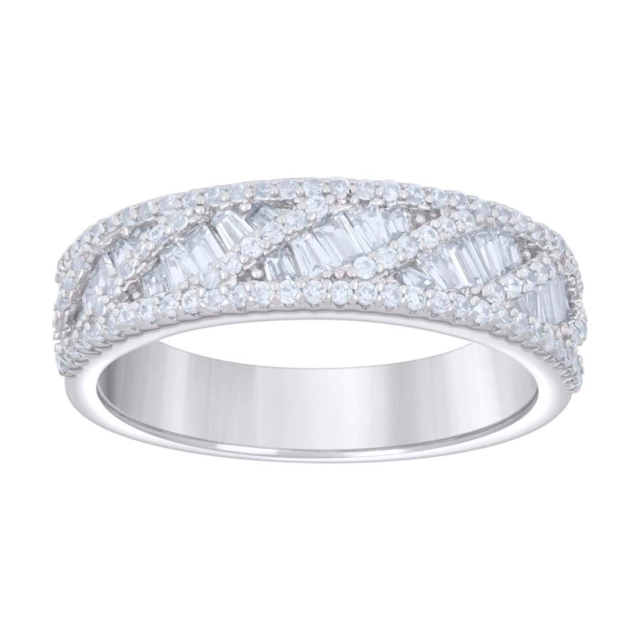 925 Sterling Silver Cz Ring Band S5-S9