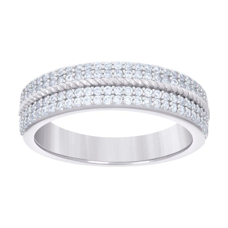 925 Sterling Silver Cz Ring Band S5-S9