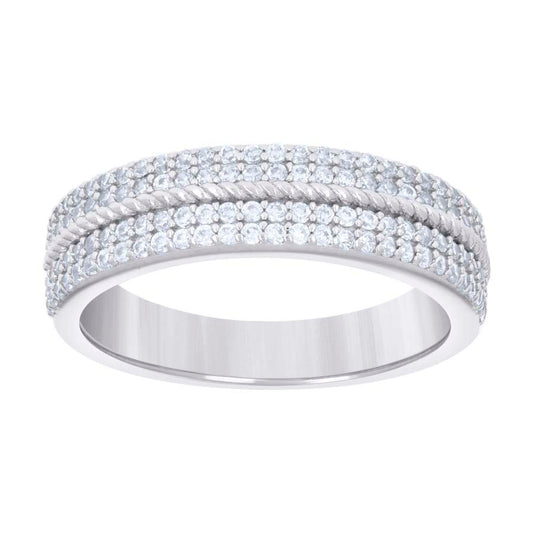 925 Sterling Silver Cz Ring Band S5-S9