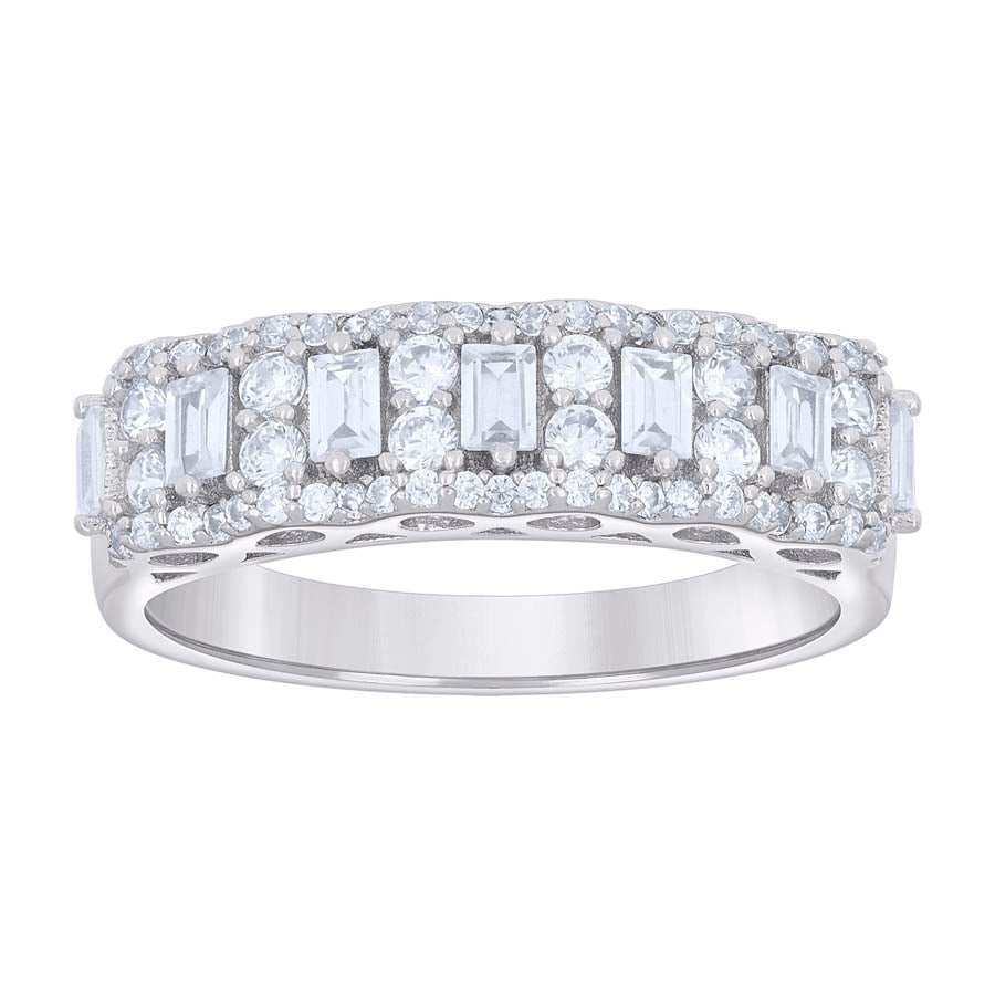 925 Sterling Silver Cz Ring Band S5-S9