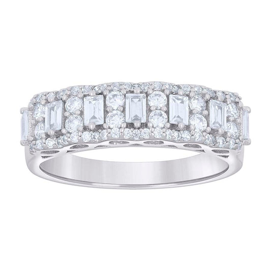 925 Sterling Silver Cz Ring Band S5-S9