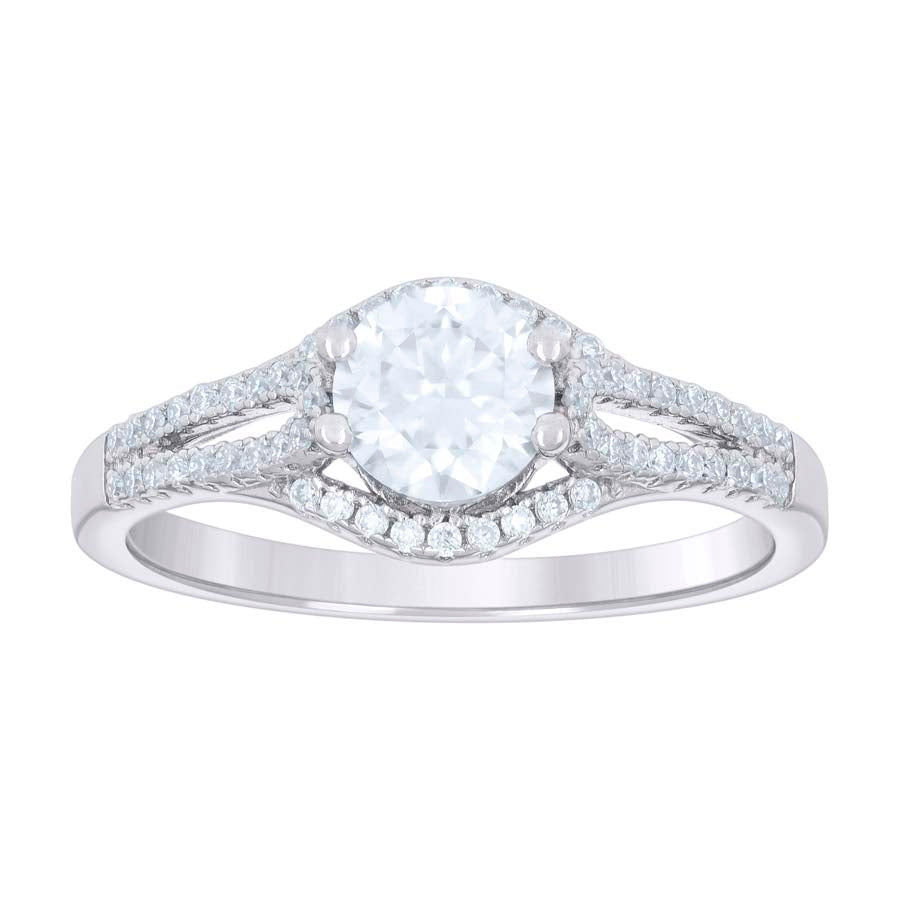 925 Sterling Silver Ring S5-S10 Moissanite Ctw 1.1