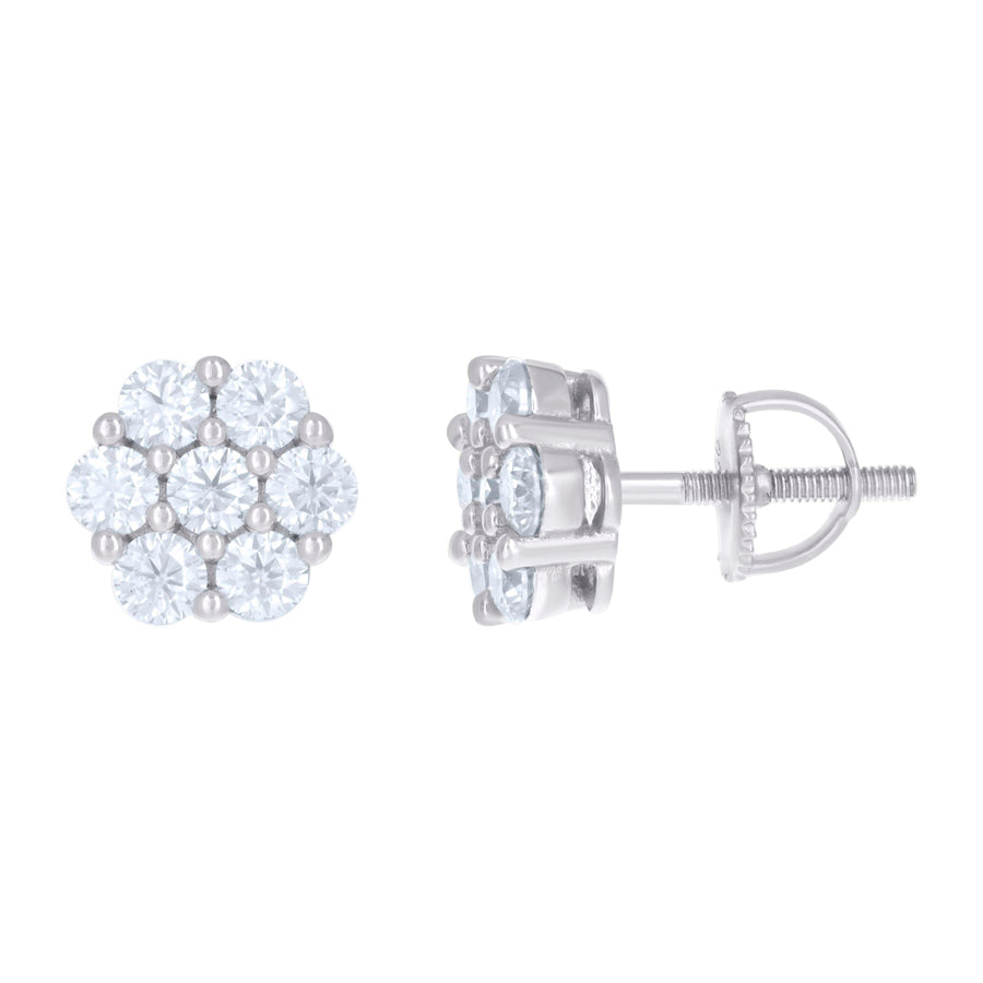 925 Sterling Silver Earring Moissanite Ctw 1.32