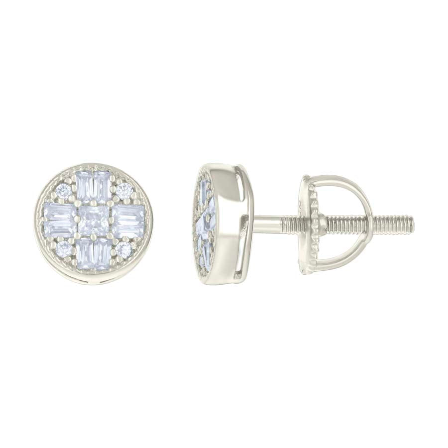 925 Sterling Silver Earrings Moissanite Ctw R:0.05