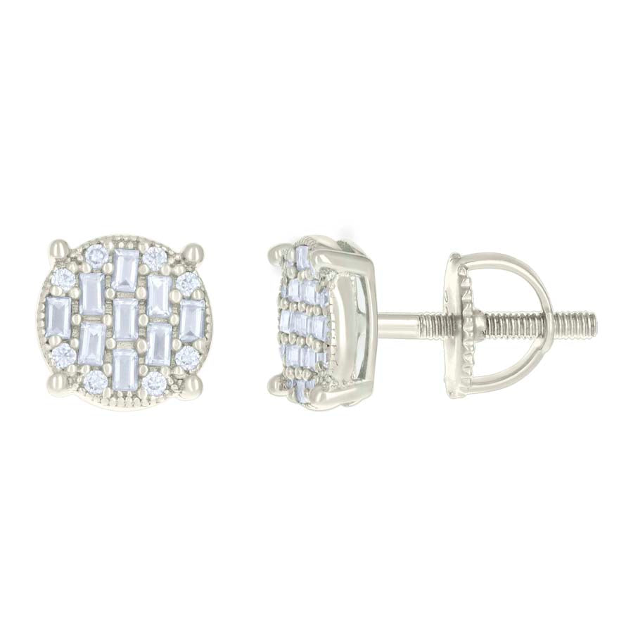 925 Sterling Silver Earrings Moissanite Ctw R:0.08