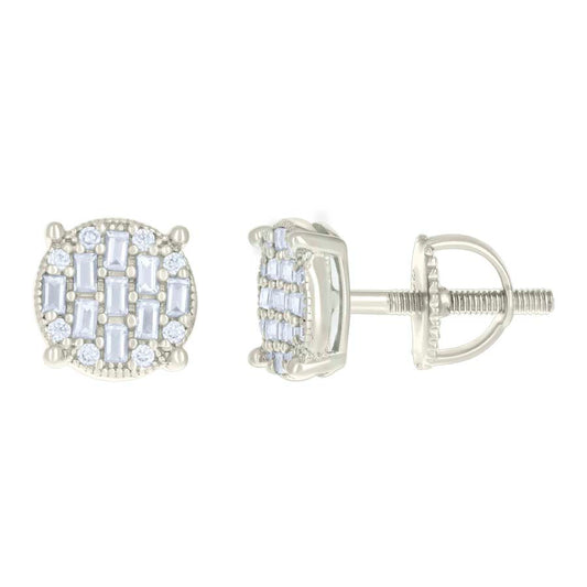 925 Sterling Silver Earrings Moissanite Ctw R:0.08