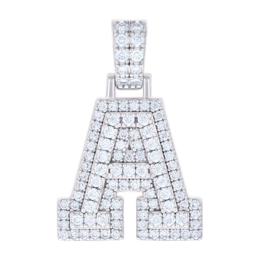 925 Silver Initial Letter "A" Pendant Moissanite C
