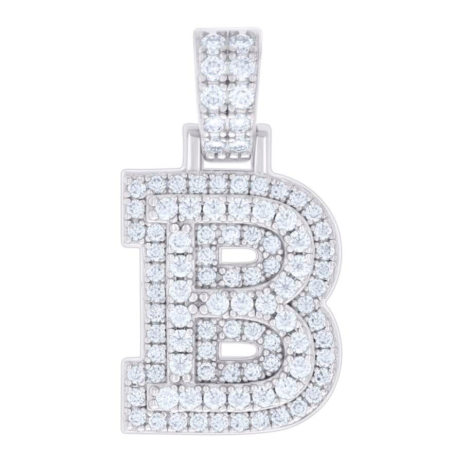 925 Silver Initial Letter "B" Pendant Moissanite C