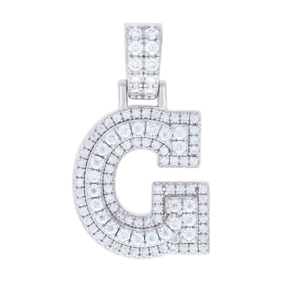 925 Silver Initial Letter "G" Pendant Moissanite C